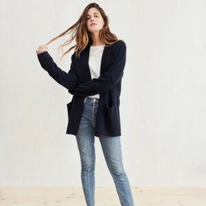 Jenni Kayne Women's wool blend navy blue open front sweater